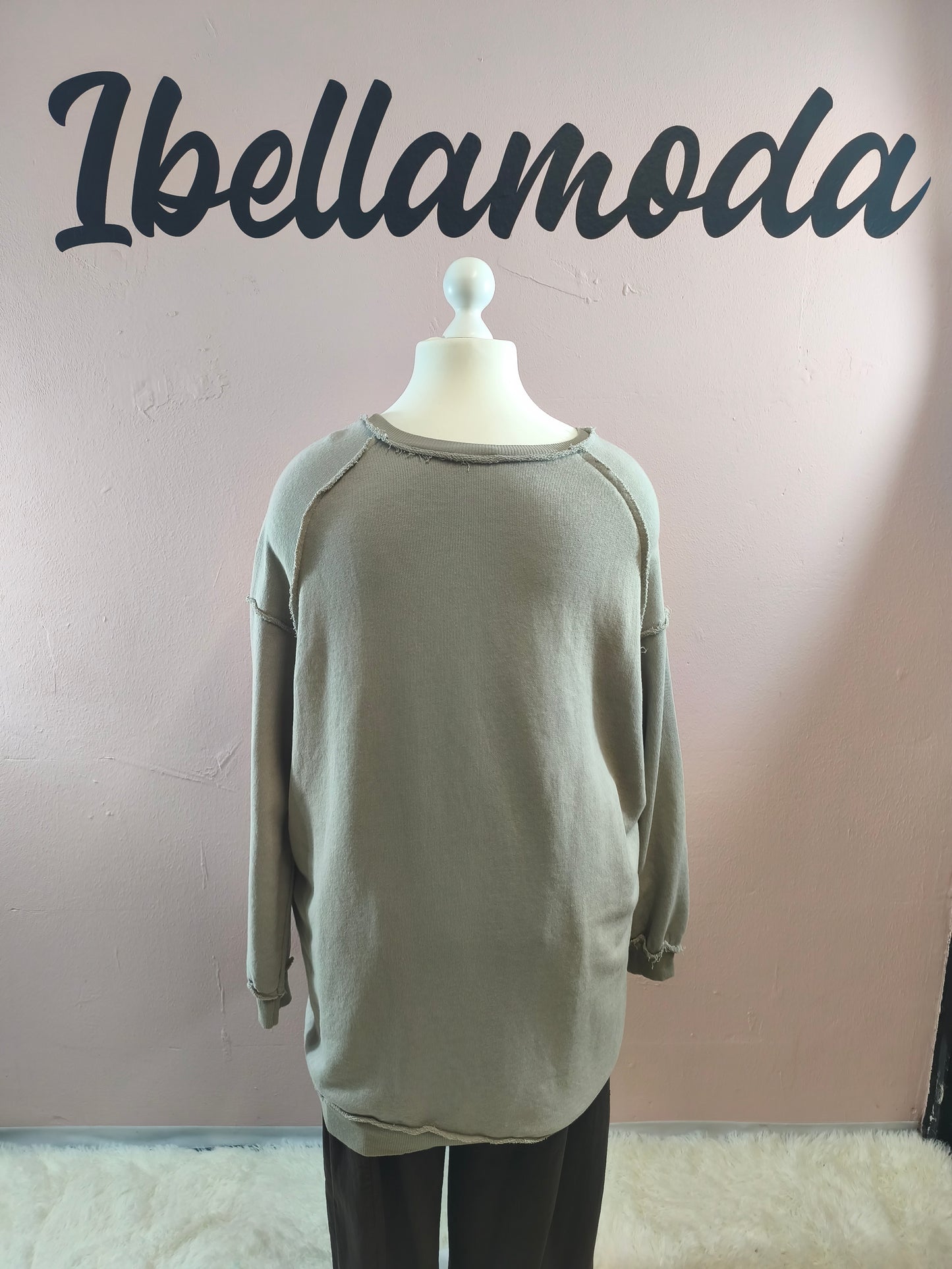 Long Sweater mit Ziernähten 252666