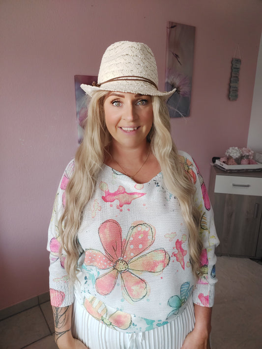 Feinstrick Shirt mit Motiv Flower Power