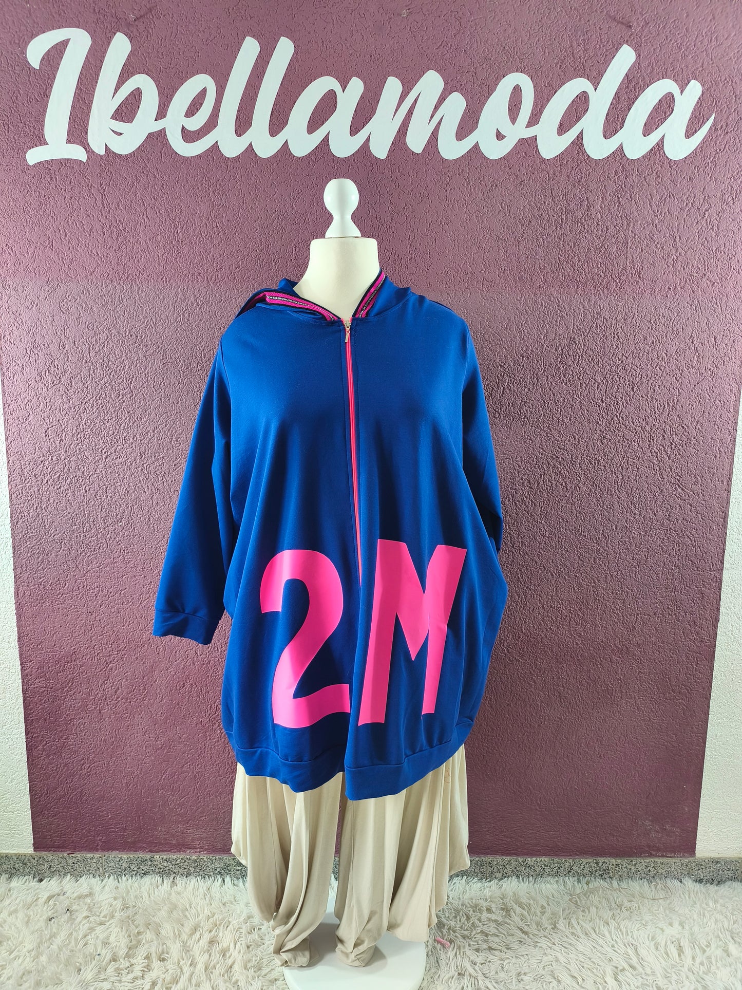 Oversize Sweatjacke Blau 10000