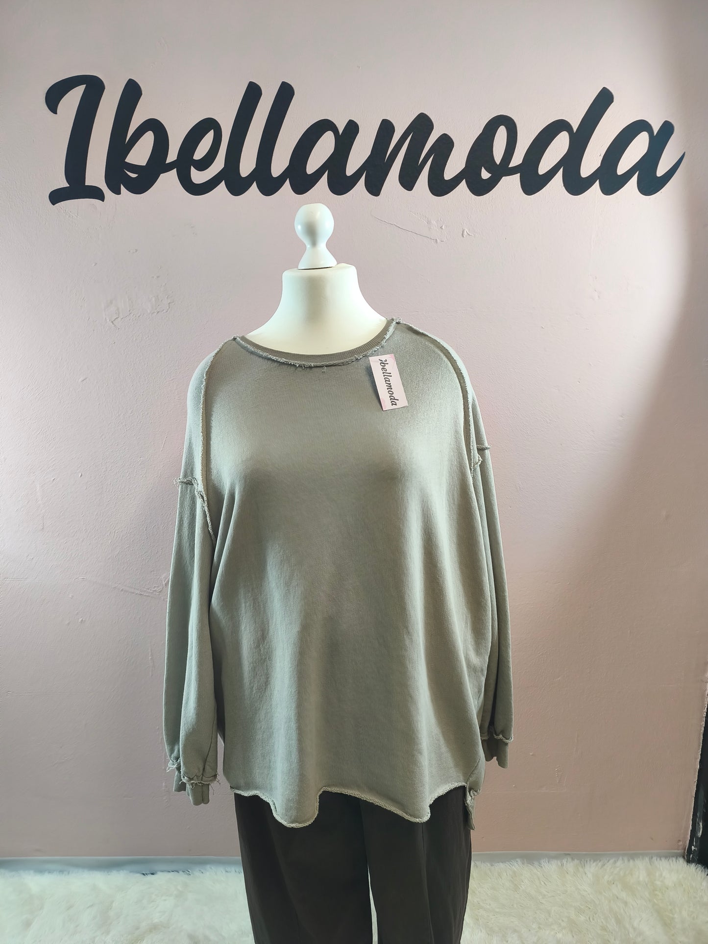 Long Sweater mit Ziernähten 252666
