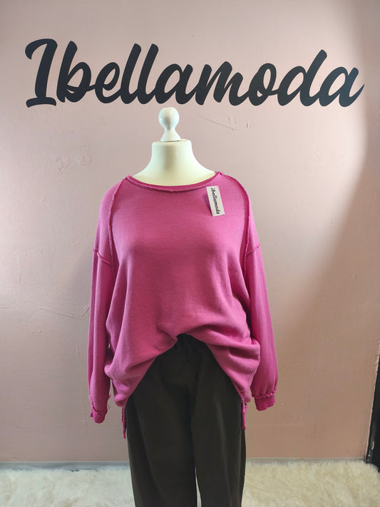 Long Sweater mit Ziernähten 252666