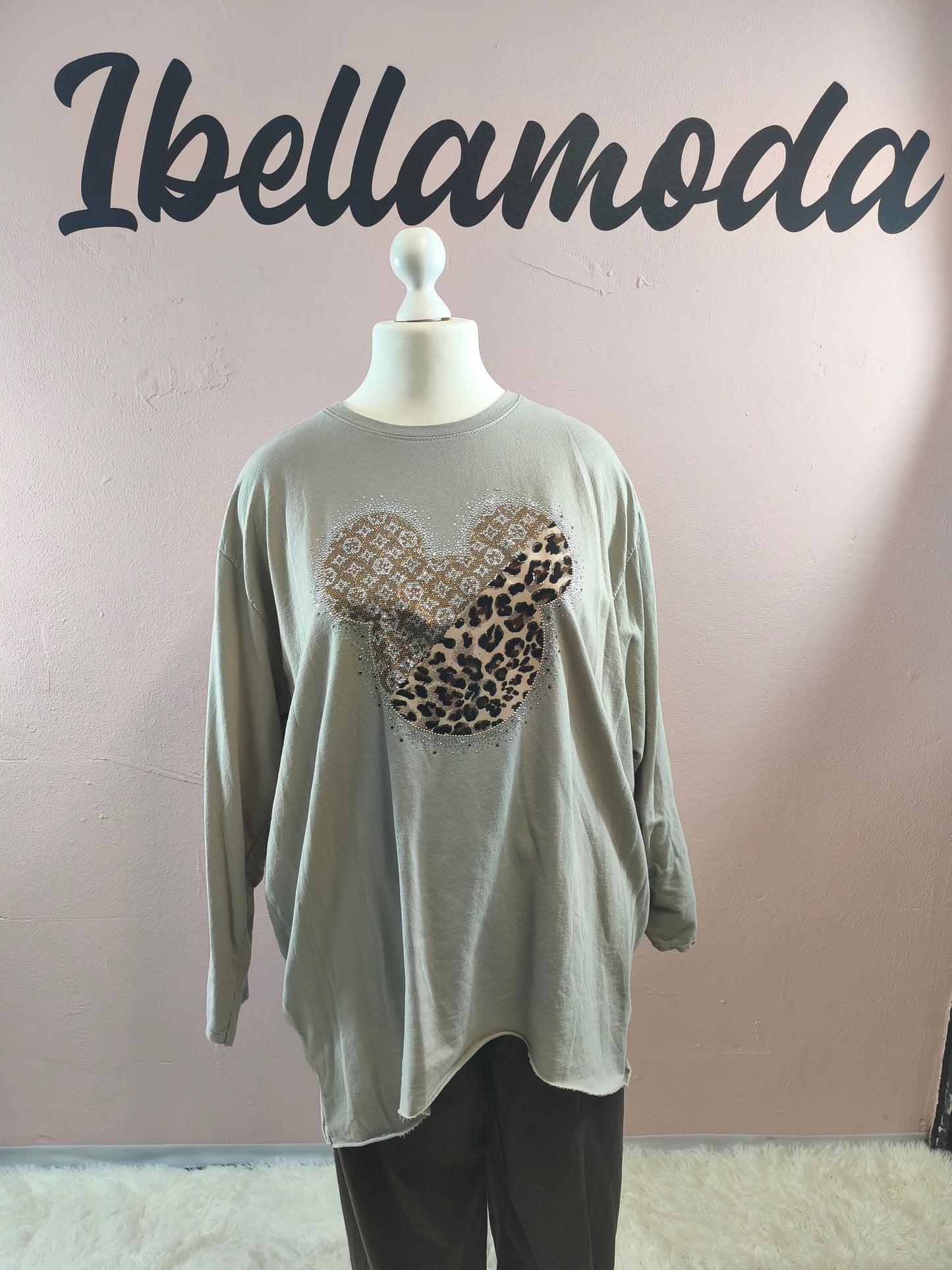 Long Sweat Shirt mit Strass und Leo 23807