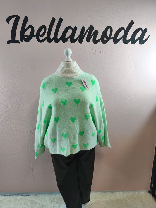 Feinstrick Pullover Neon Herz