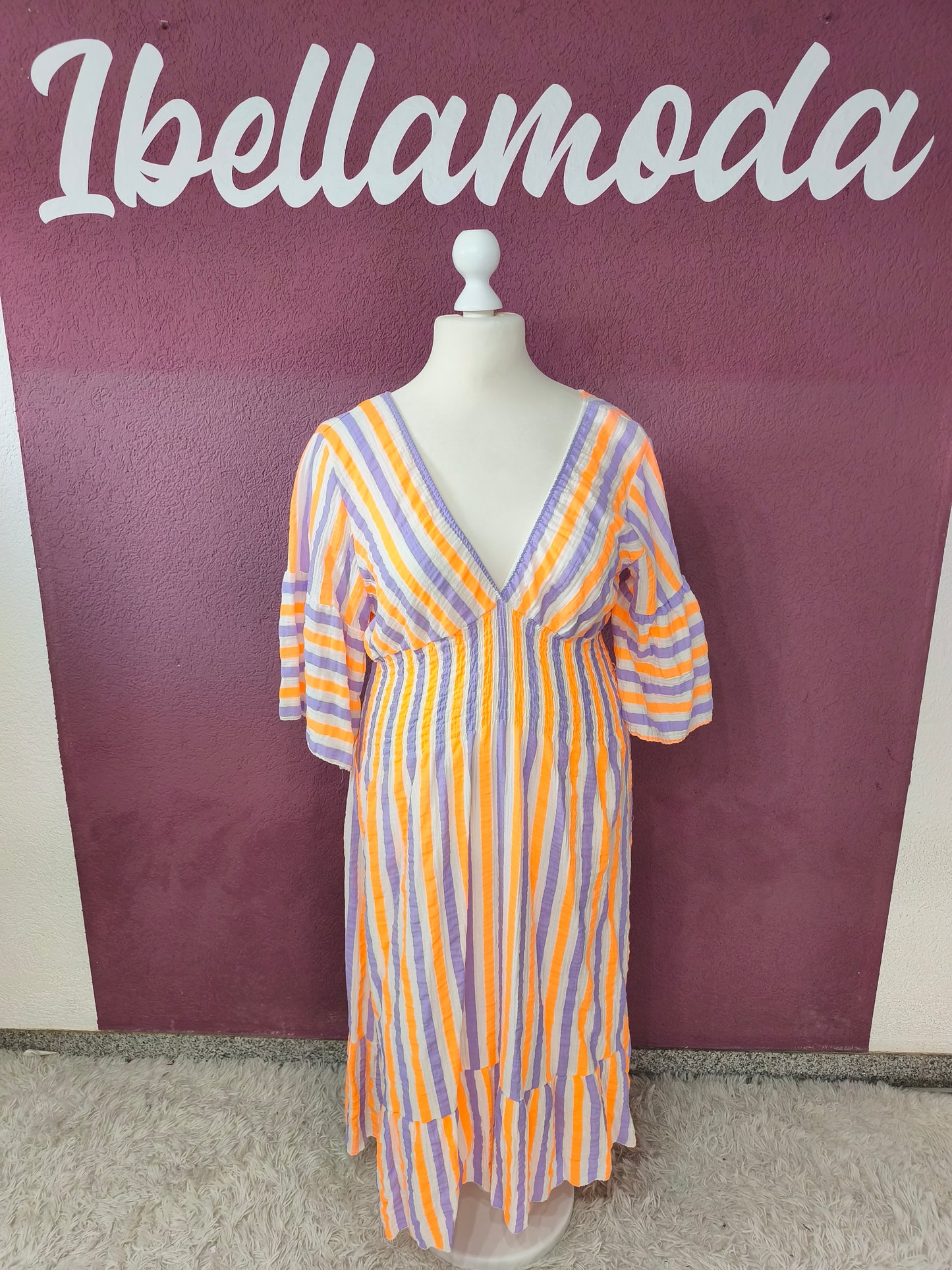 Musselin Sommerkleid mit Raffung Stripes 250354