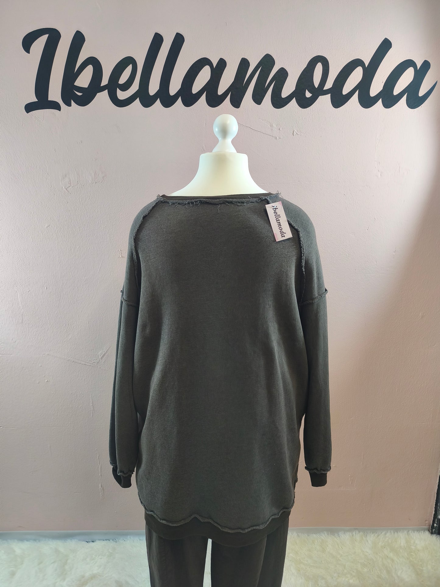 Long Sweater mit Ziernähten 252666