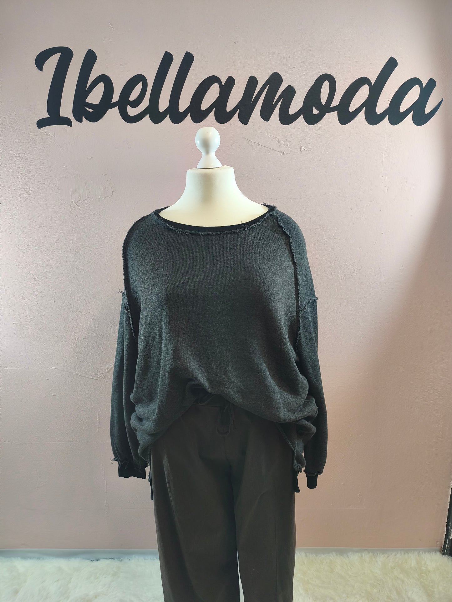 Long Sweater mit Ziernähten 252666
