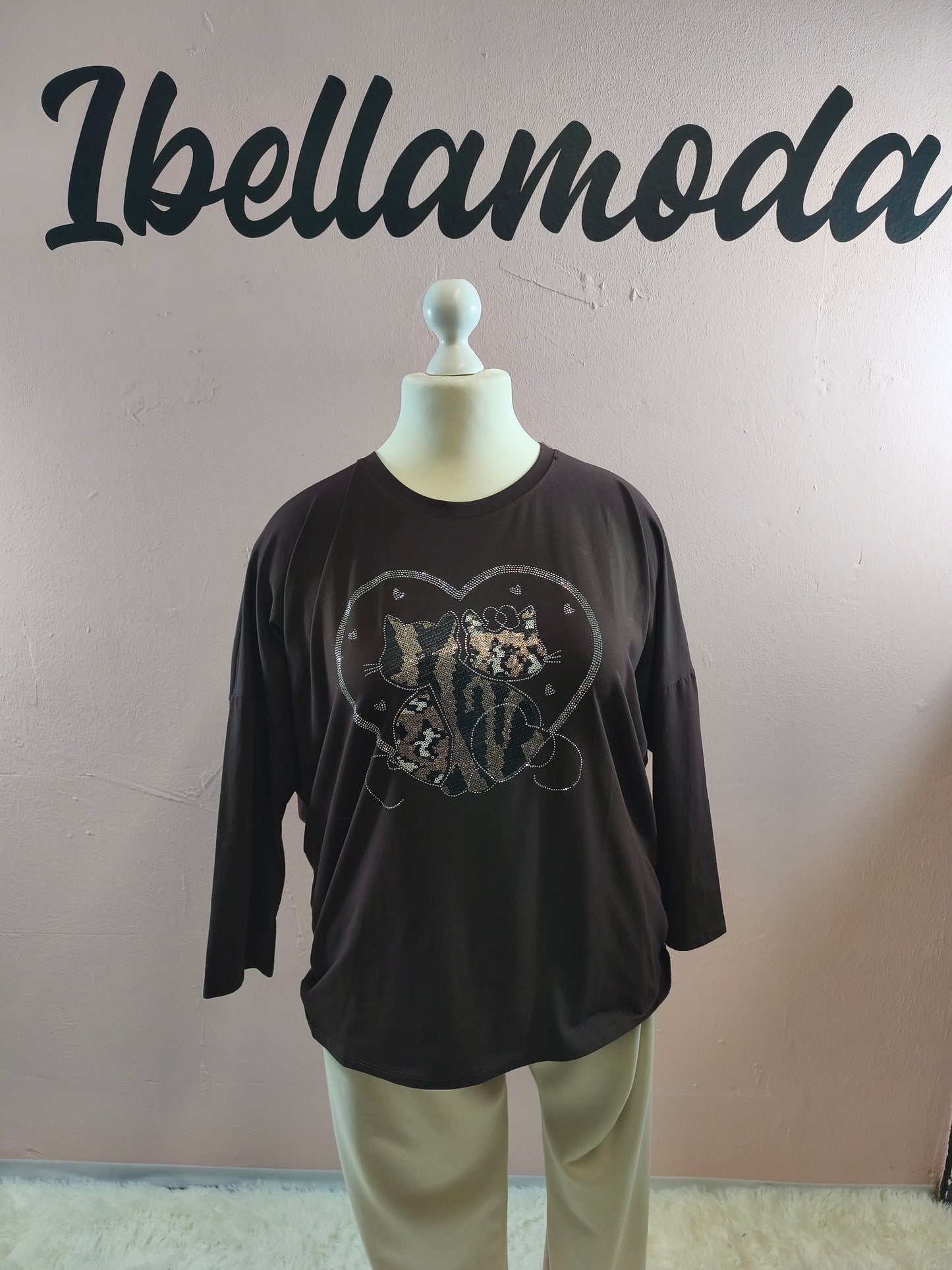 Sweatshirt Strass Katze 230045