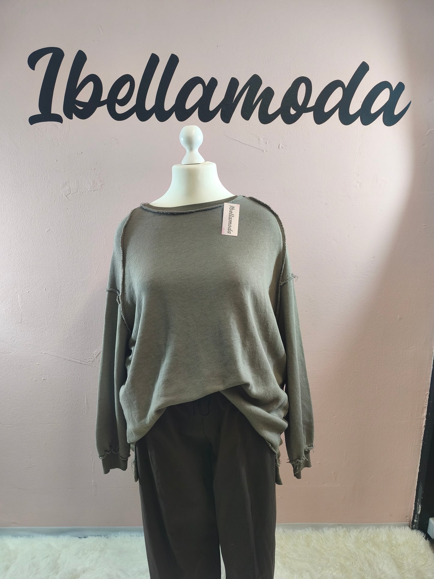 Long Sweater mit Ziernähten 252666