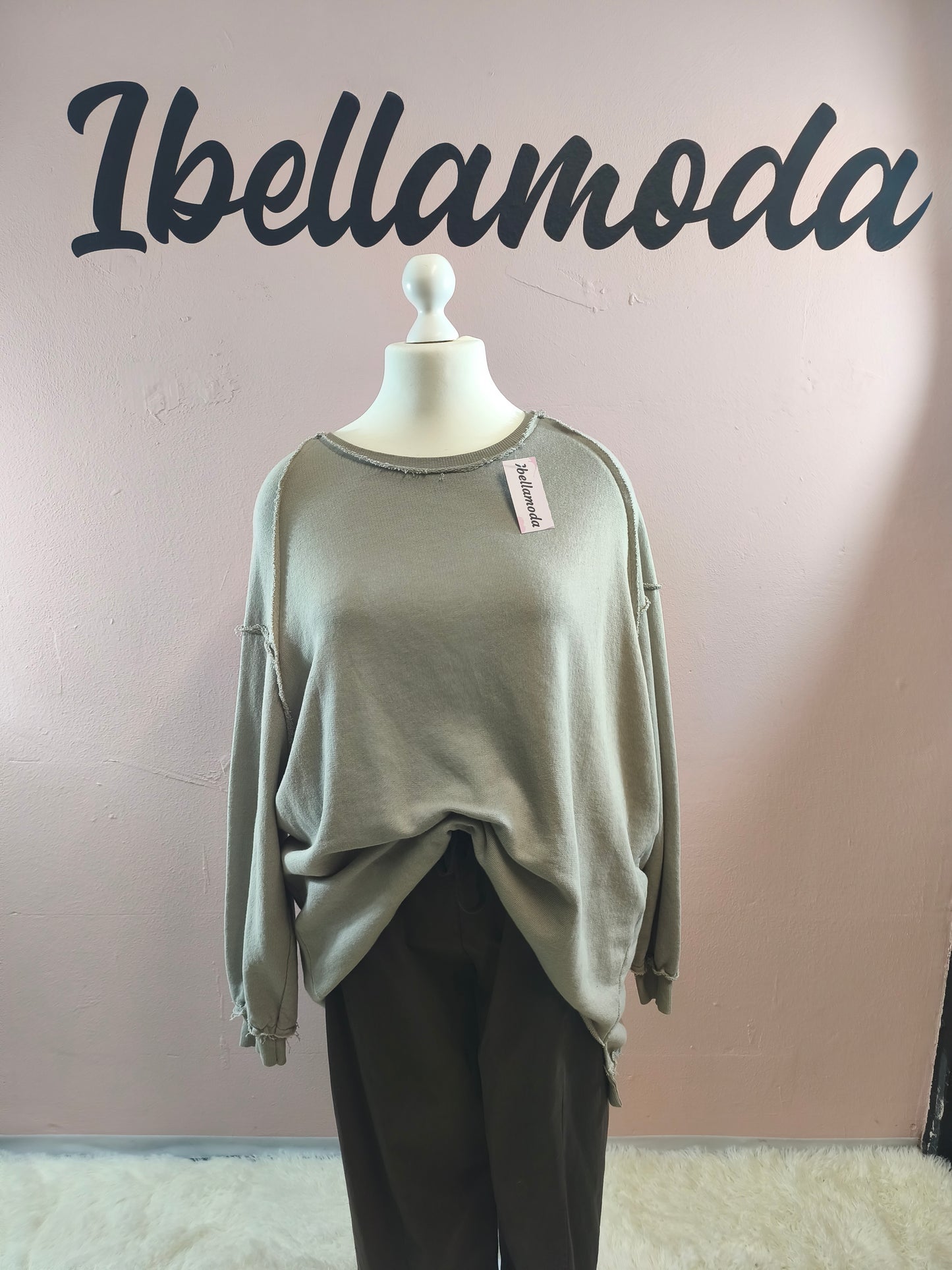 Long Sweater mit Ziernähten 252666