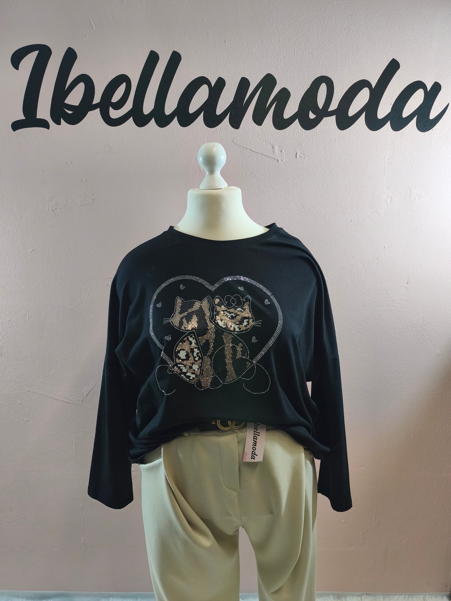 Sweatshirt Strass Katze 230045