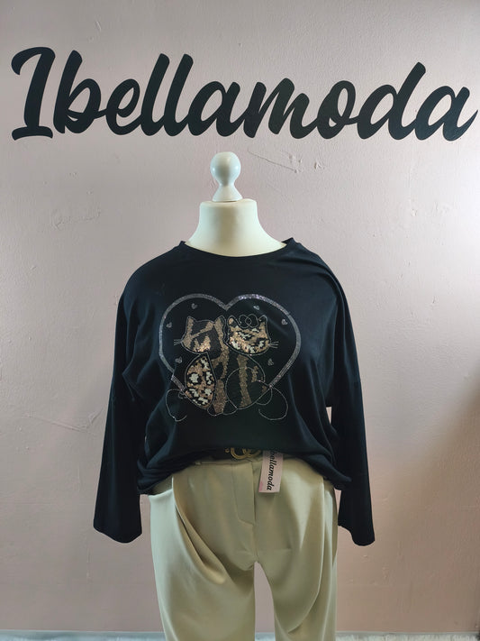 Sweatshirt Strass Katze 230045