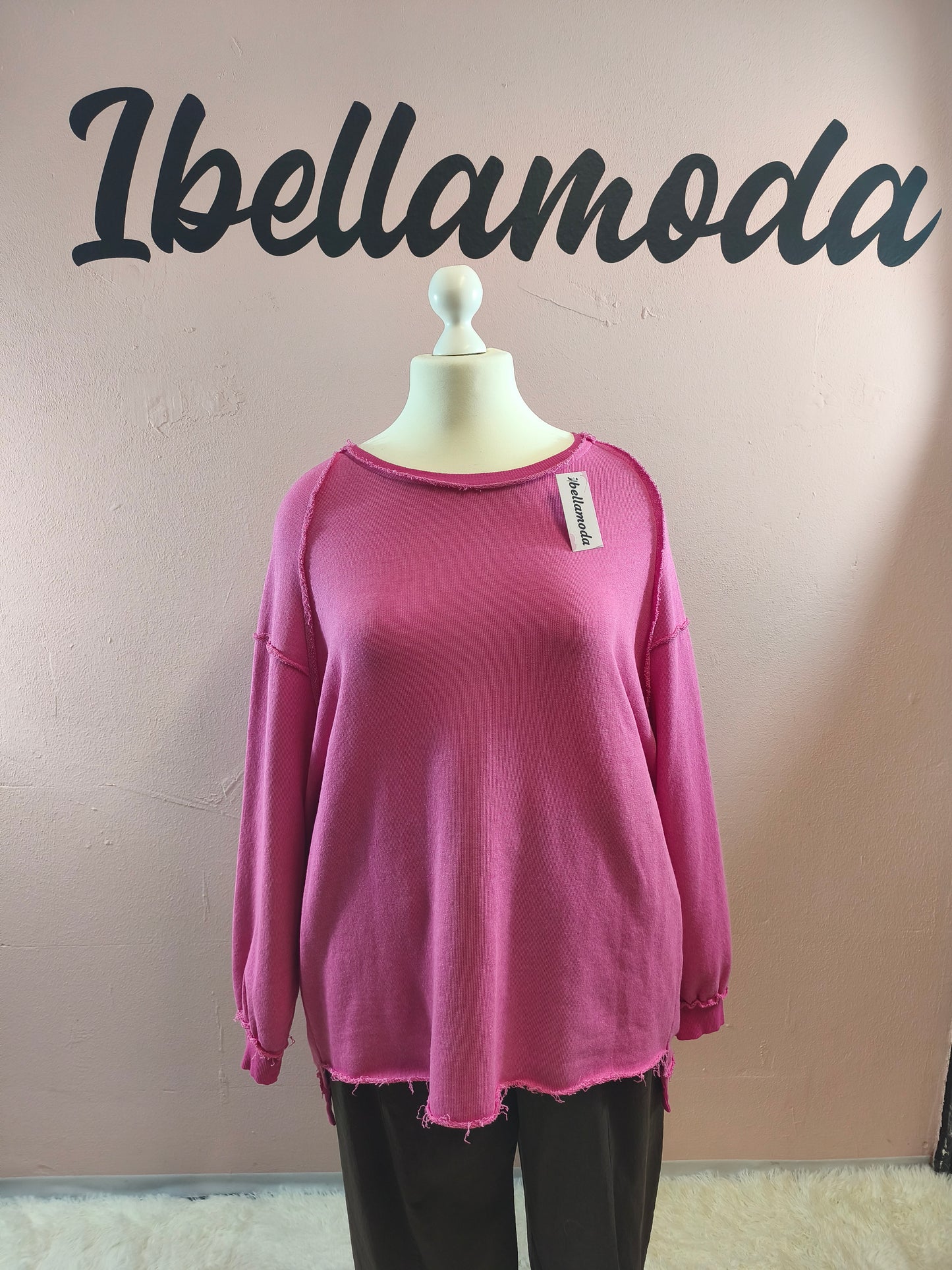 Long Sweater mit Ziernähten 252666