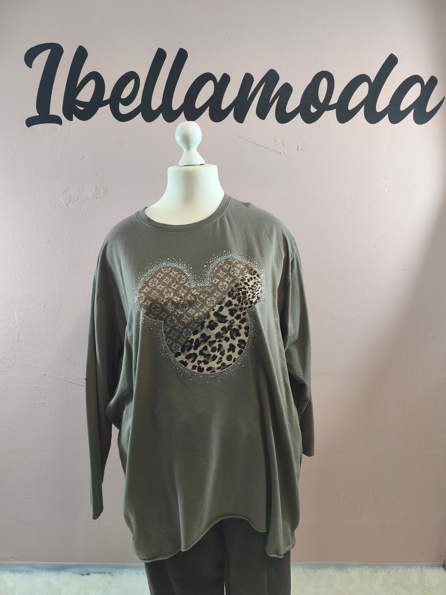 Long Sweat Shirt mit Strass und Leo 23807