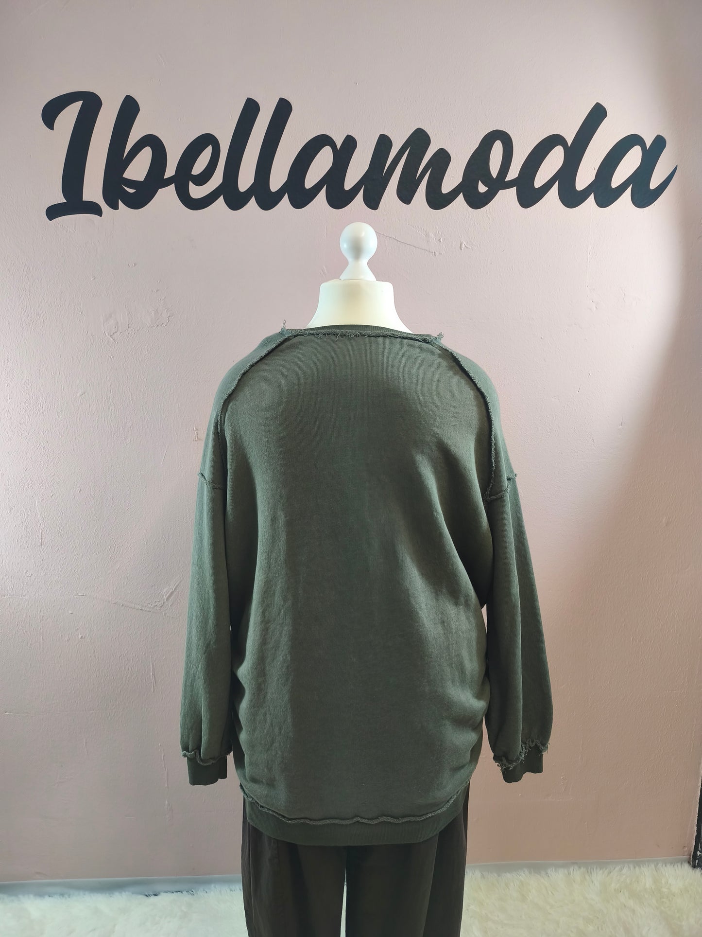 Long Sweater mit Ziernähten 252666