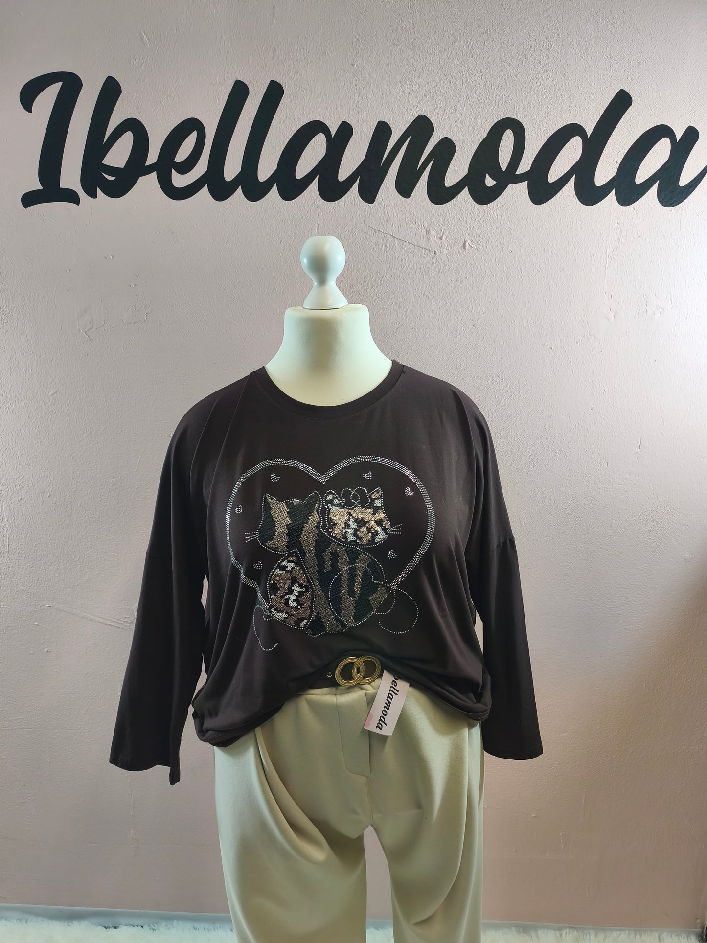 Sweatshirt Strass Katze 230045