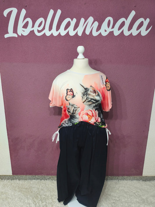 T-Shirt Motiv Katze Rose 10000