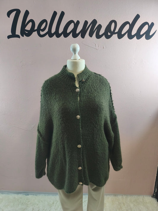 Kuschelcardigan Mit Goldknöpfen Extra Lang