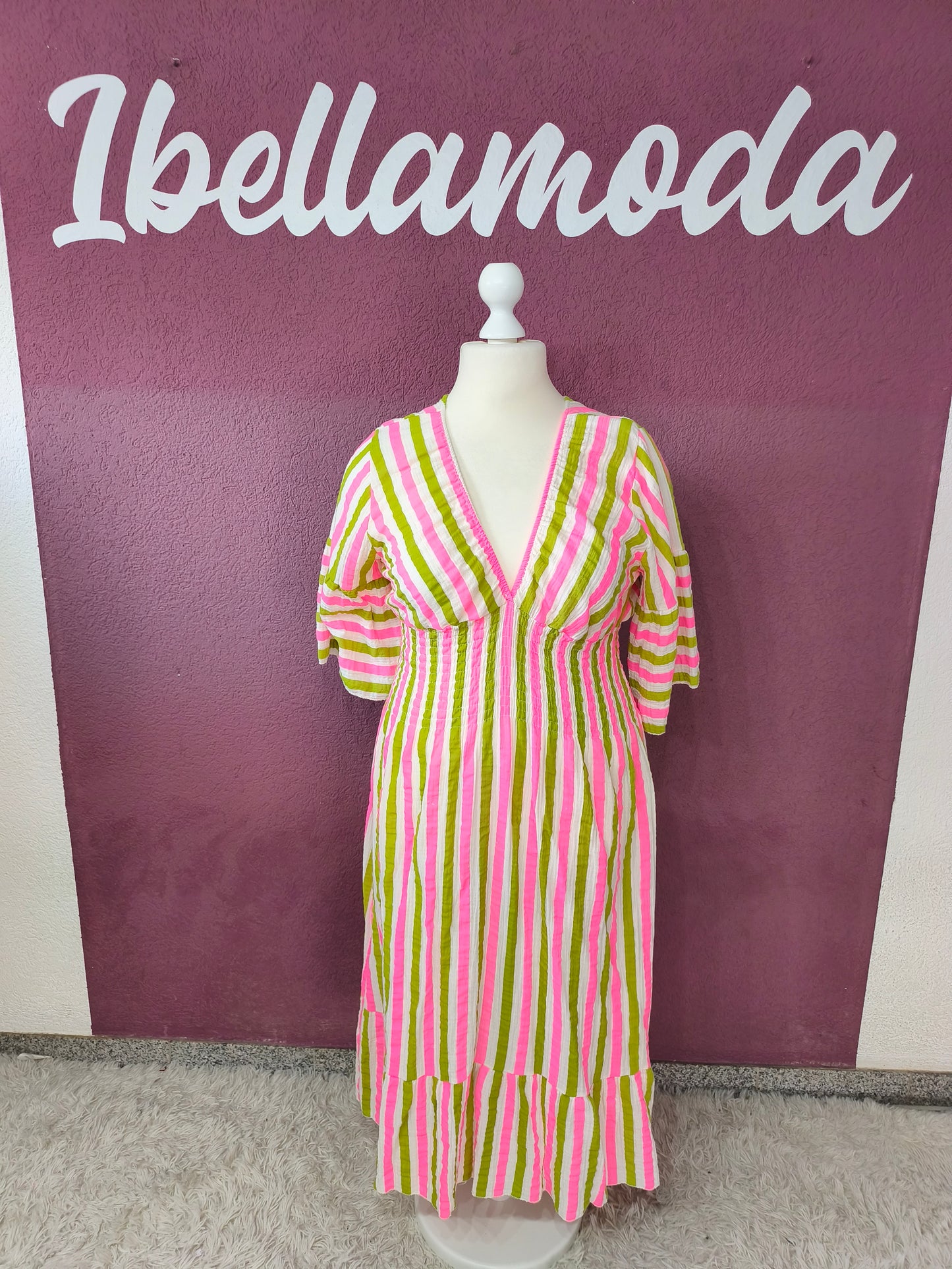 Musselin Sommerkleid mit Raffung Stripes 250354