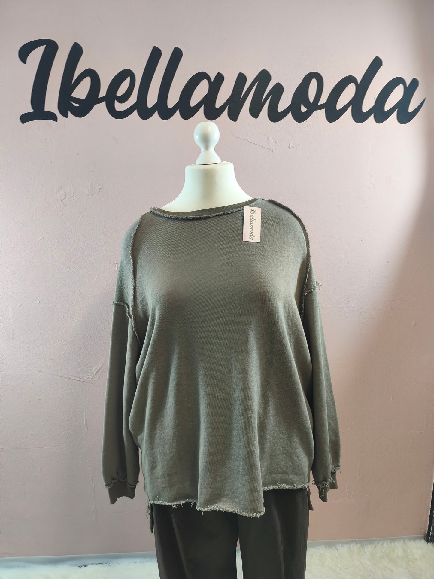 Long Sweater mit Ziernähten 252666