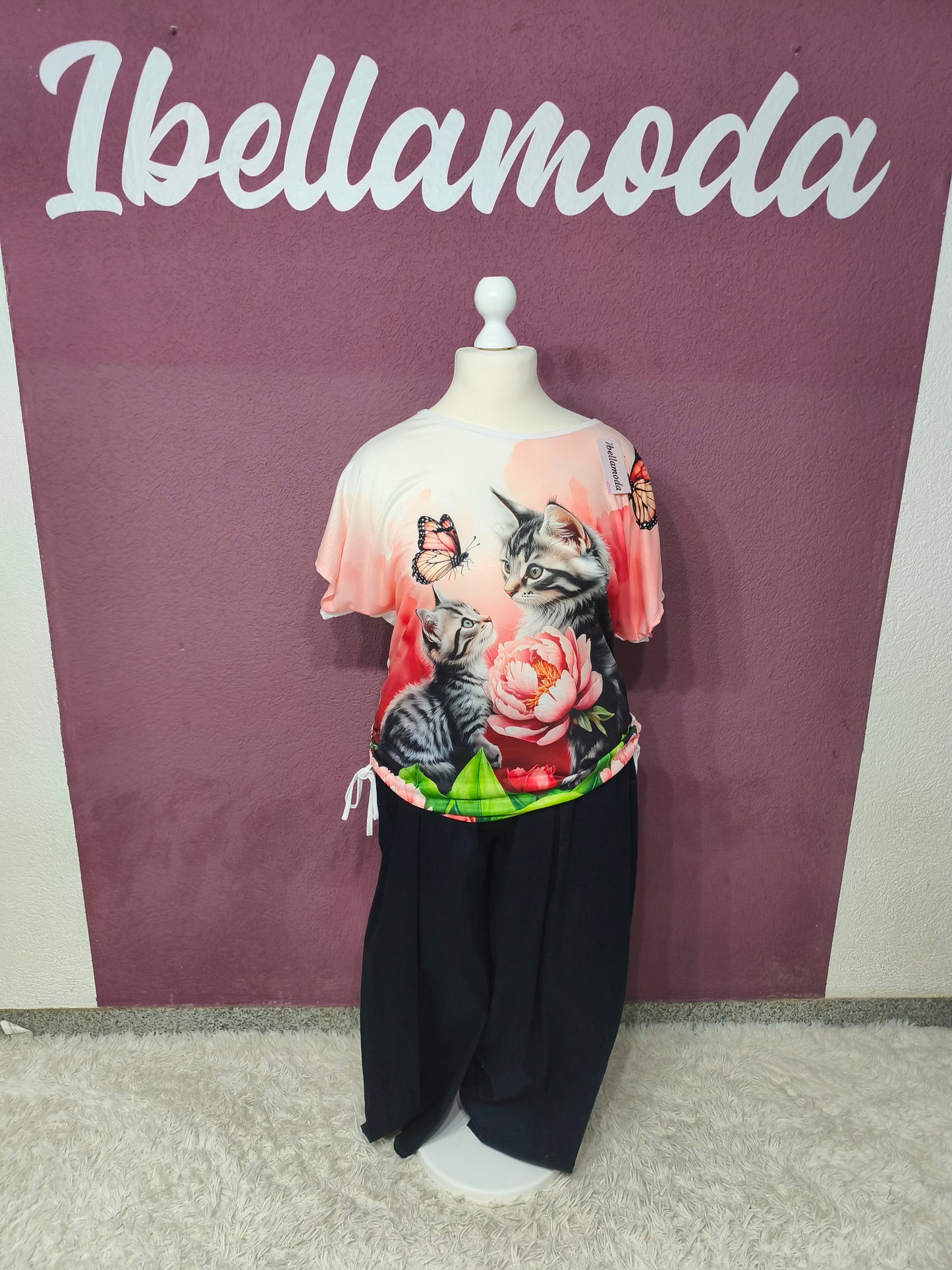 T-Shirt Motiv Katze Rose 10000