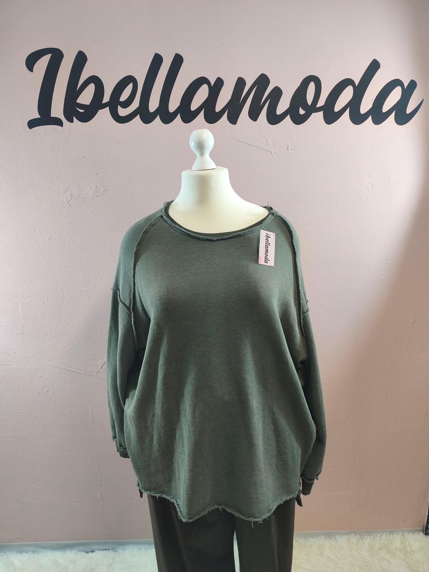 Long Sweater mit Ziernähten 252666
