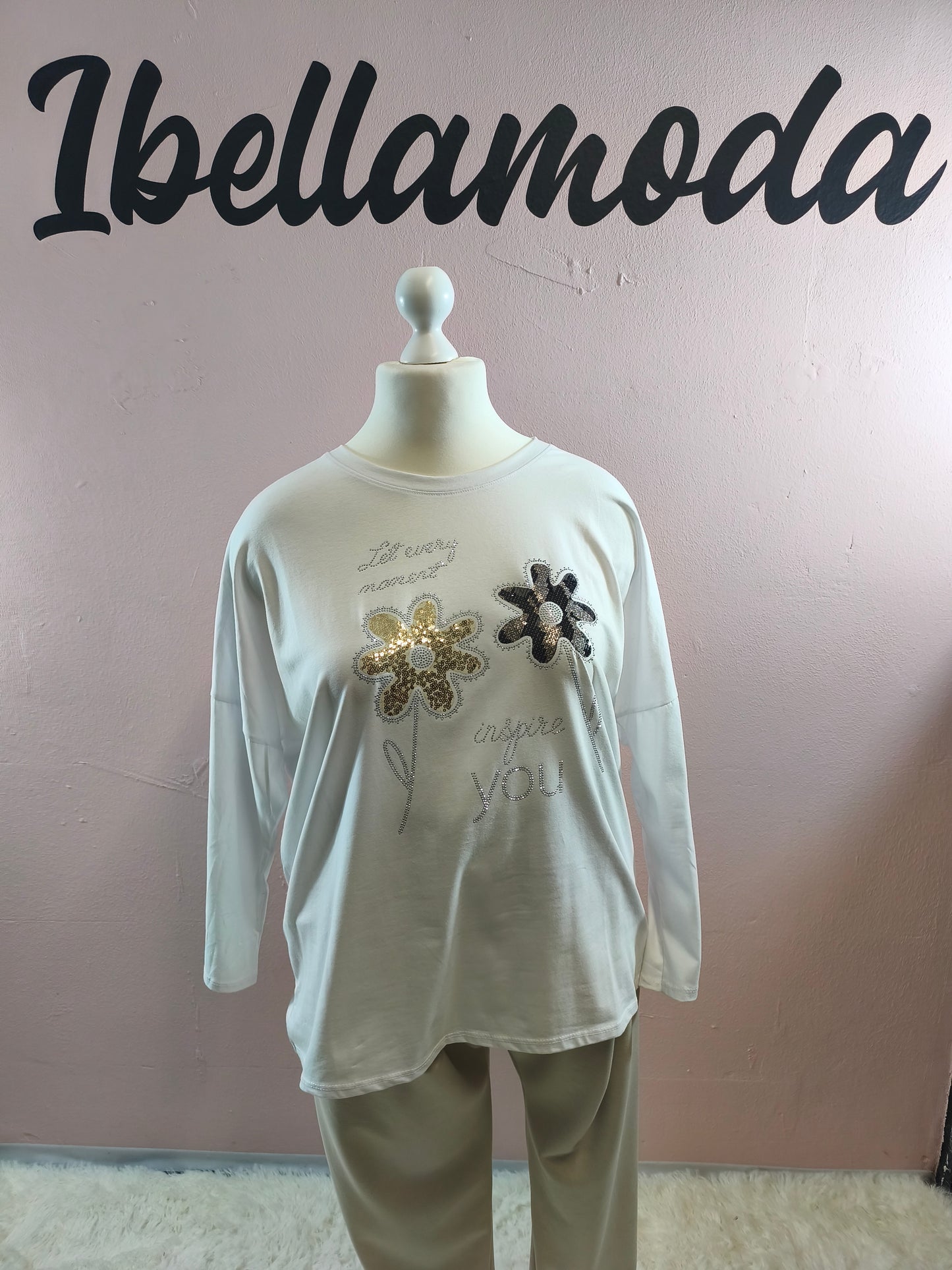 Sweatshirt Strass Blume 230045