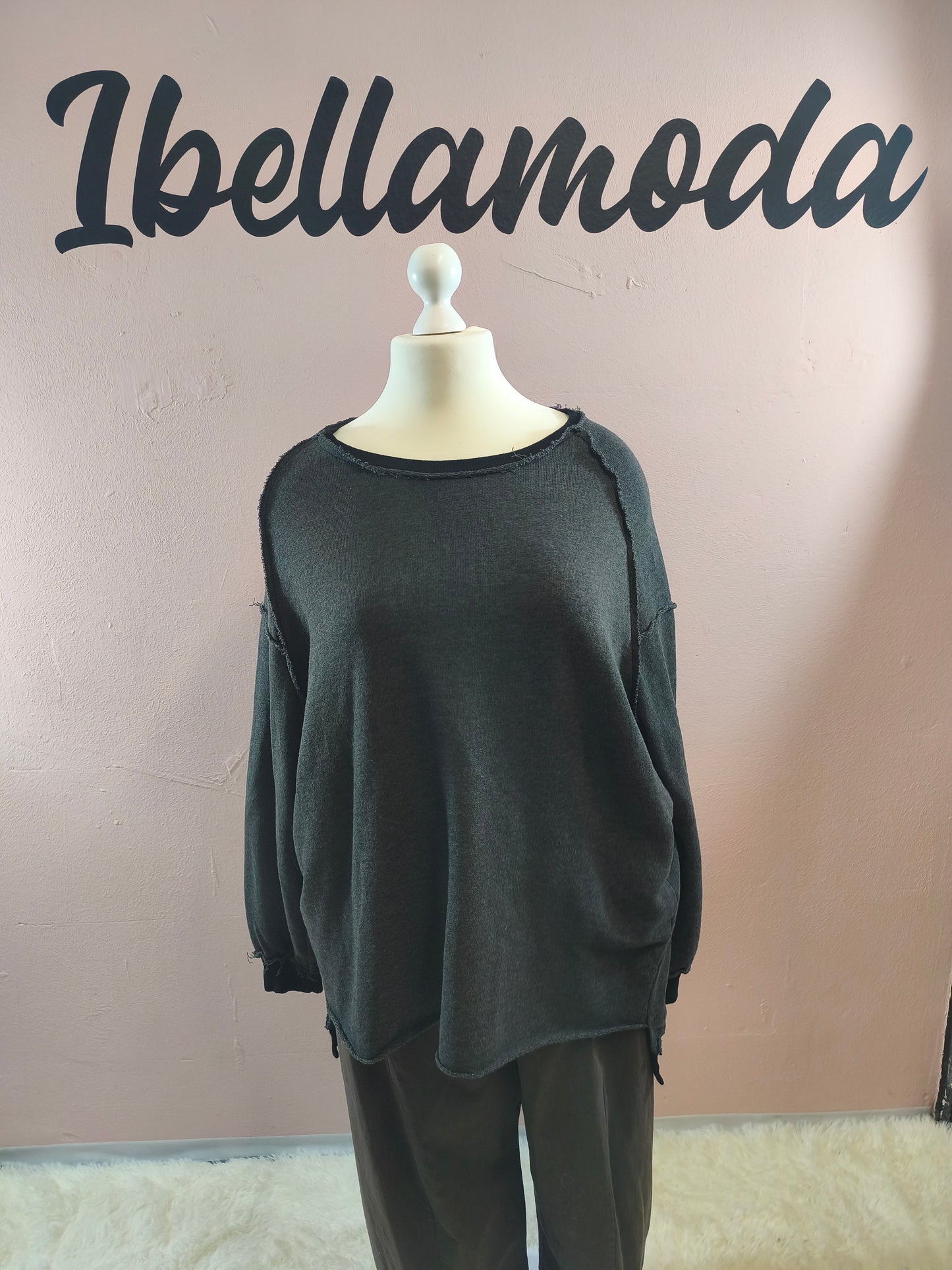 Long Sweater mit Ziernähten 252666