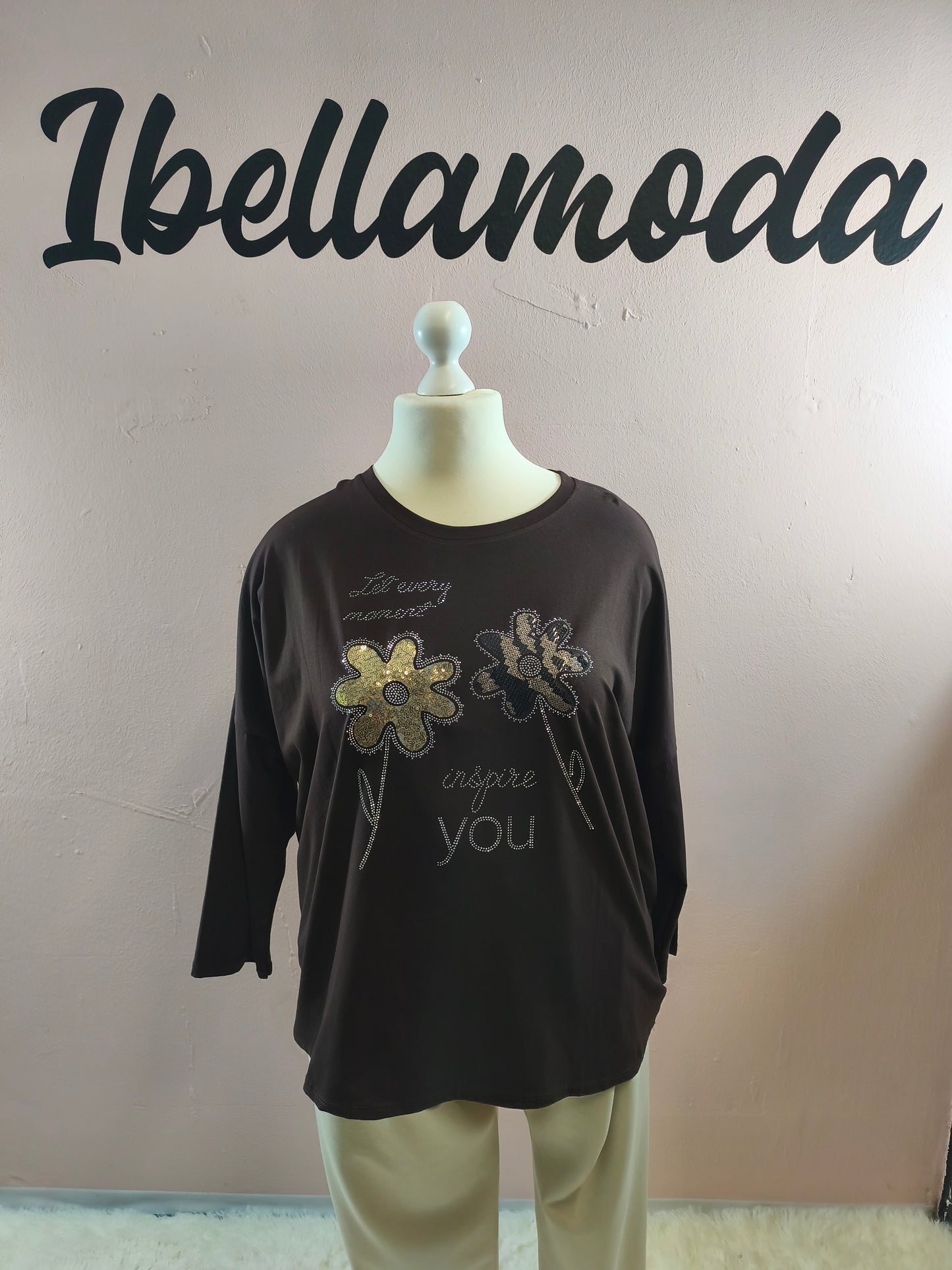 Sweatshirt Strass Blume 230045