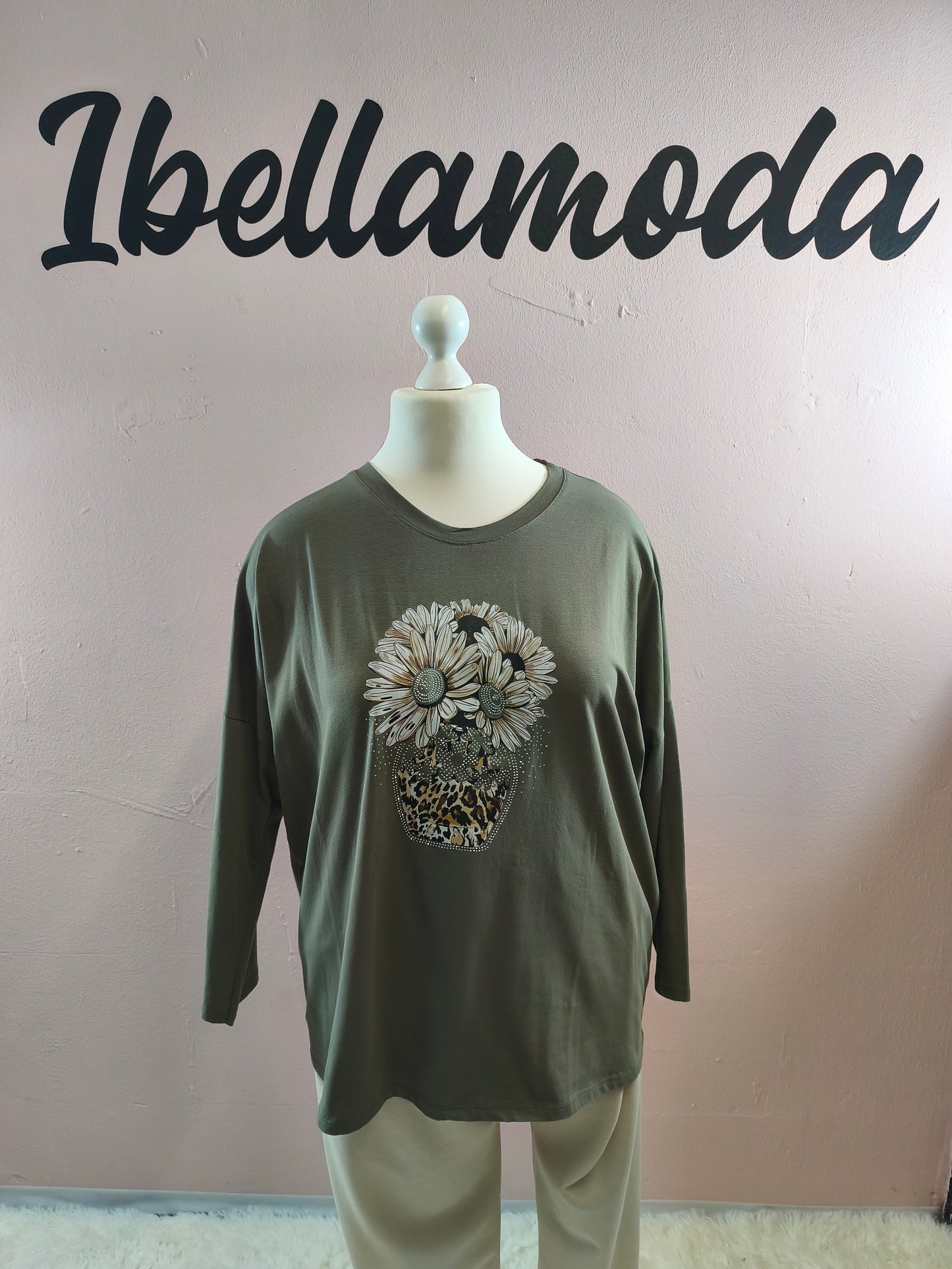 Sweatshirt Strass Blumenvase 230045