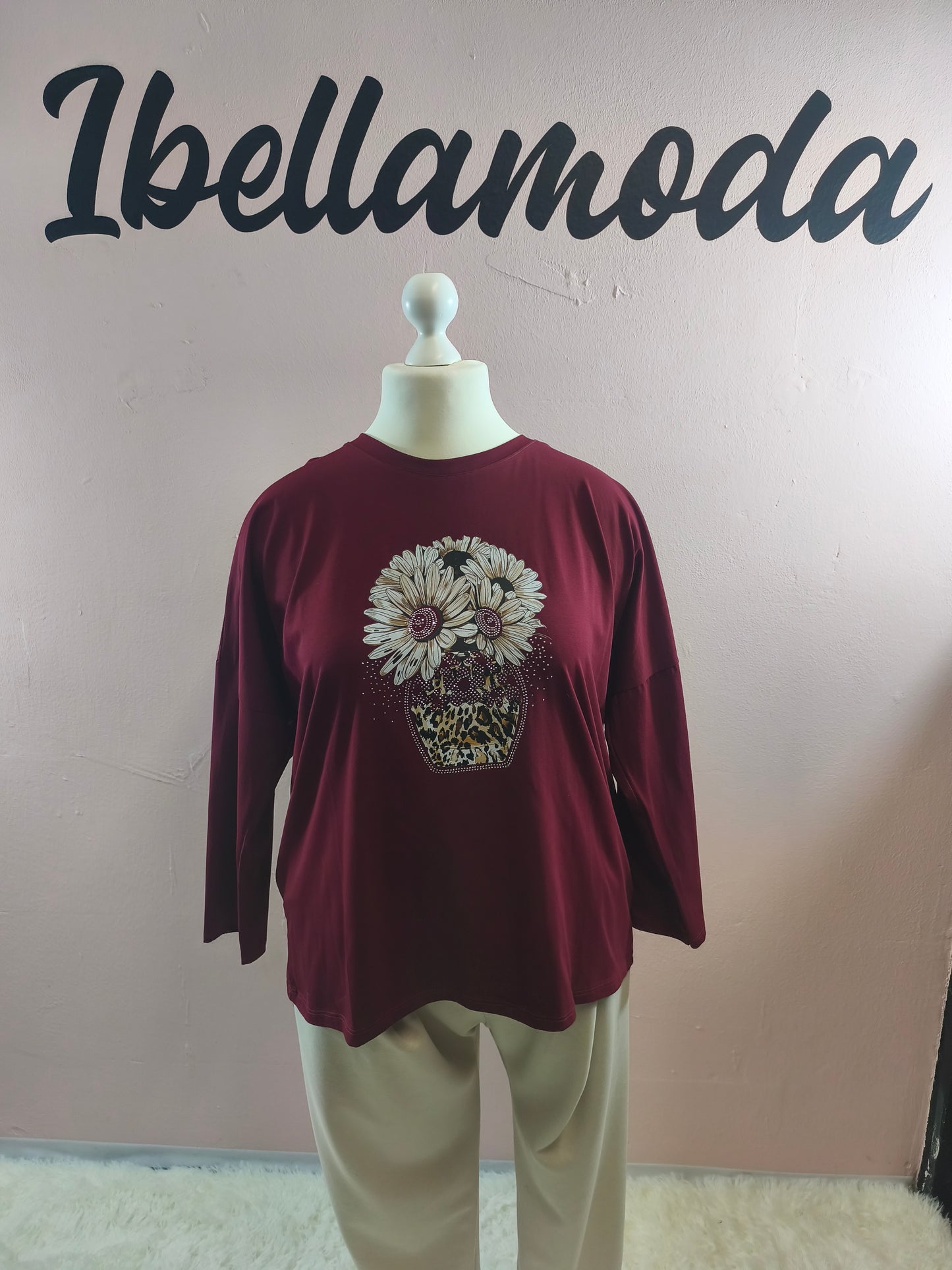 Sweatshirt Strass Blumenvase 230045