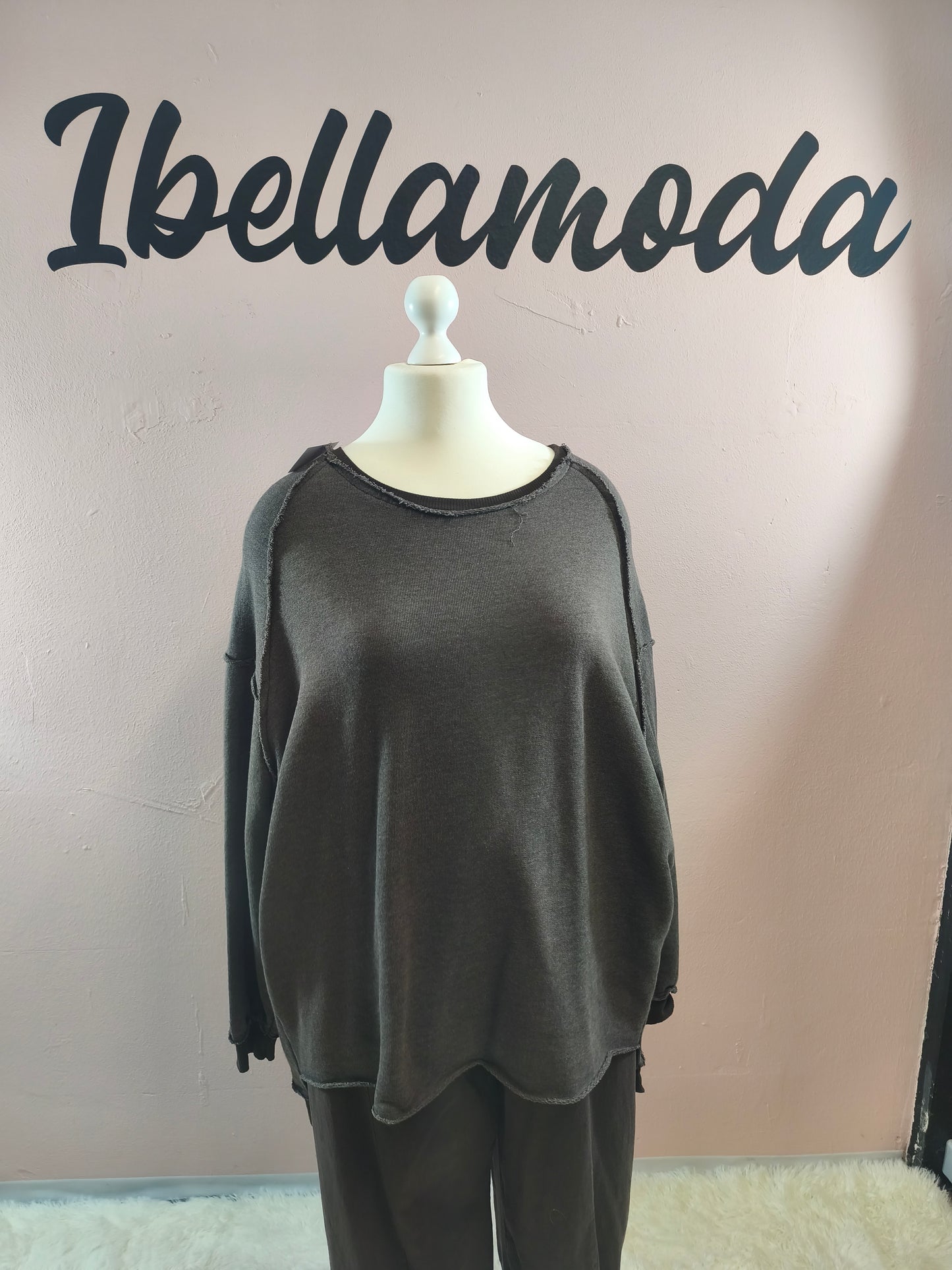 Long Sweater mit Ziernähten 252666