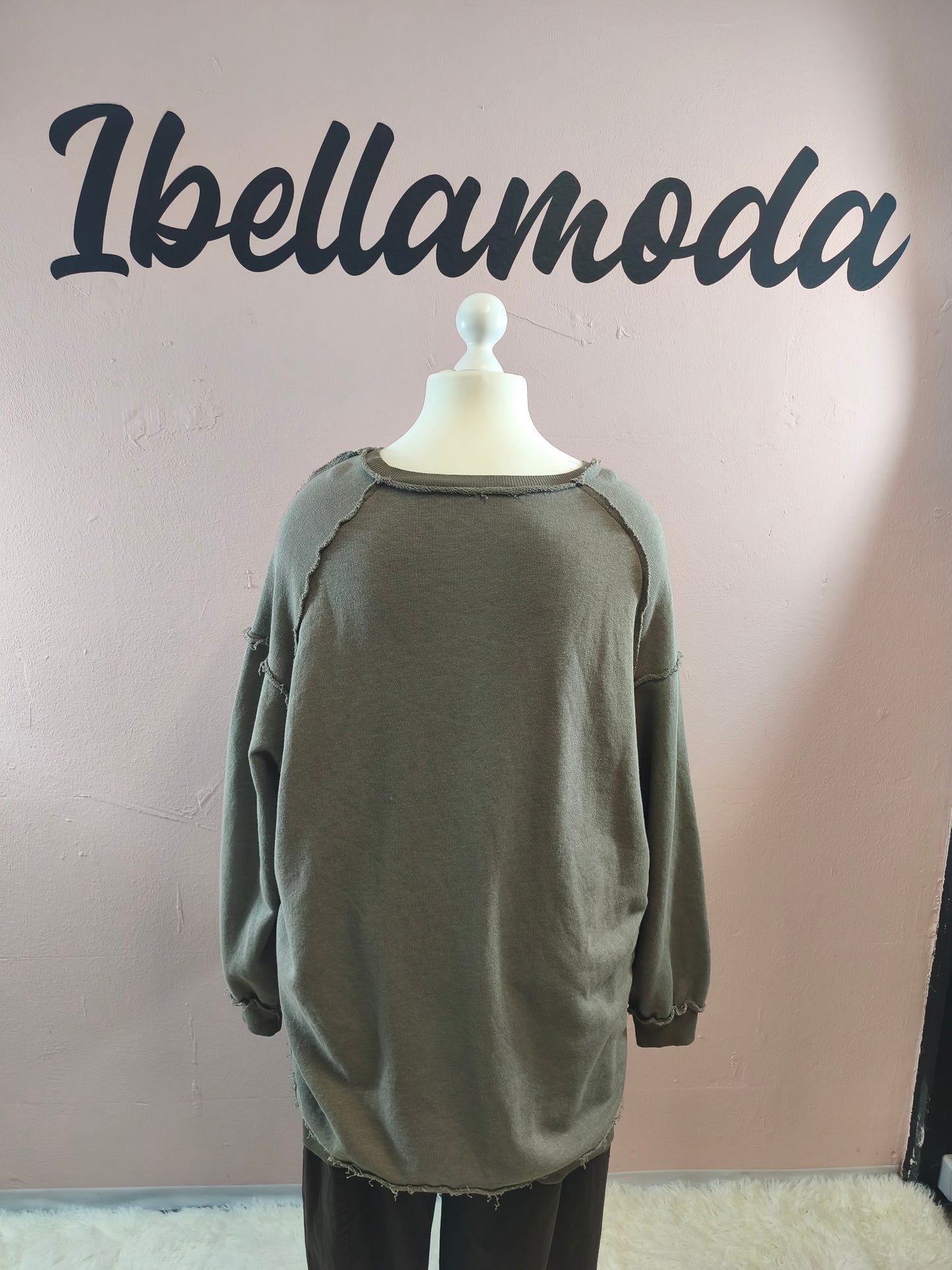 Long Sweater mit Ziernähten 252666