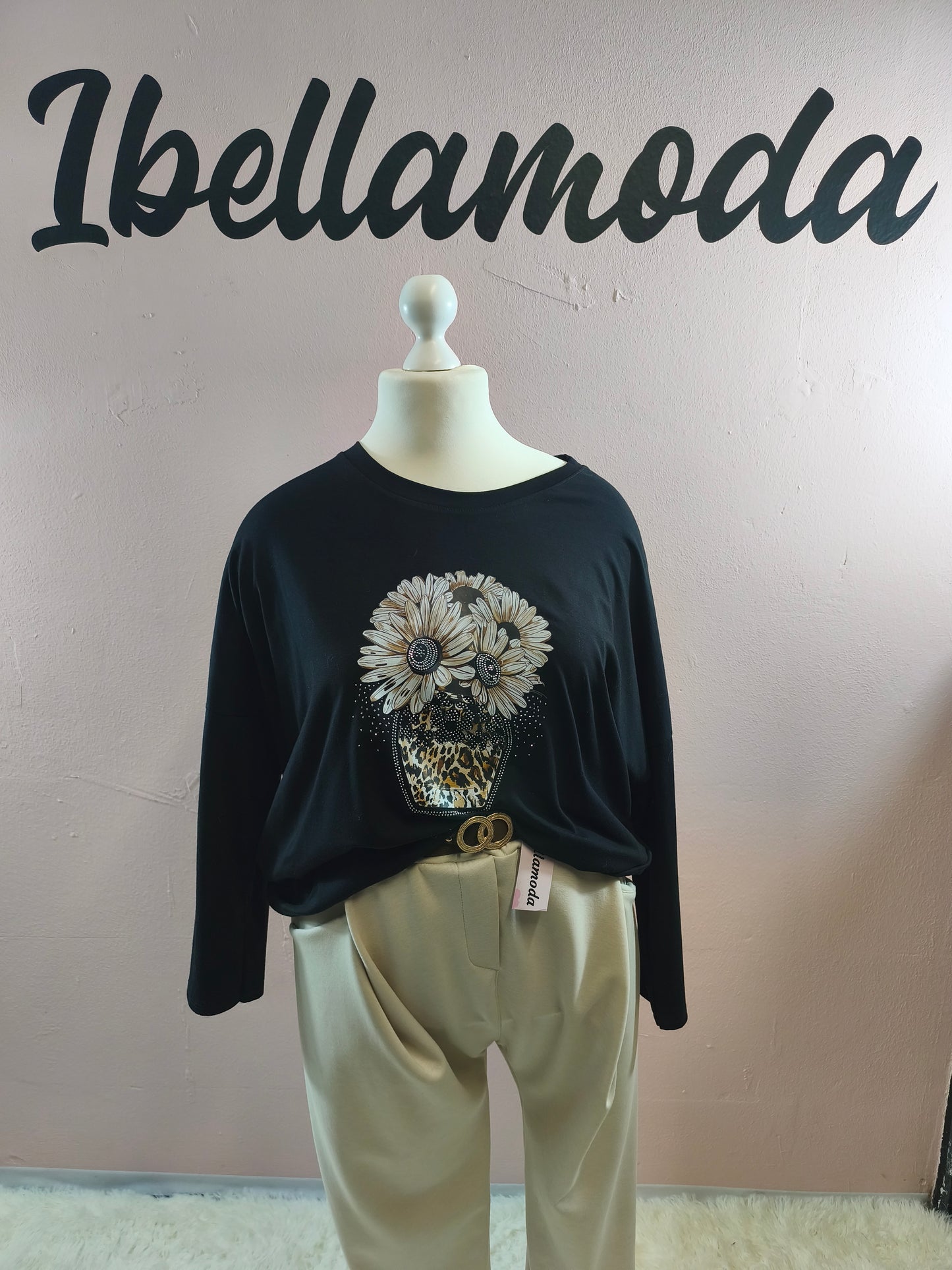 Sweatshirt Strass Blumenvase 230045