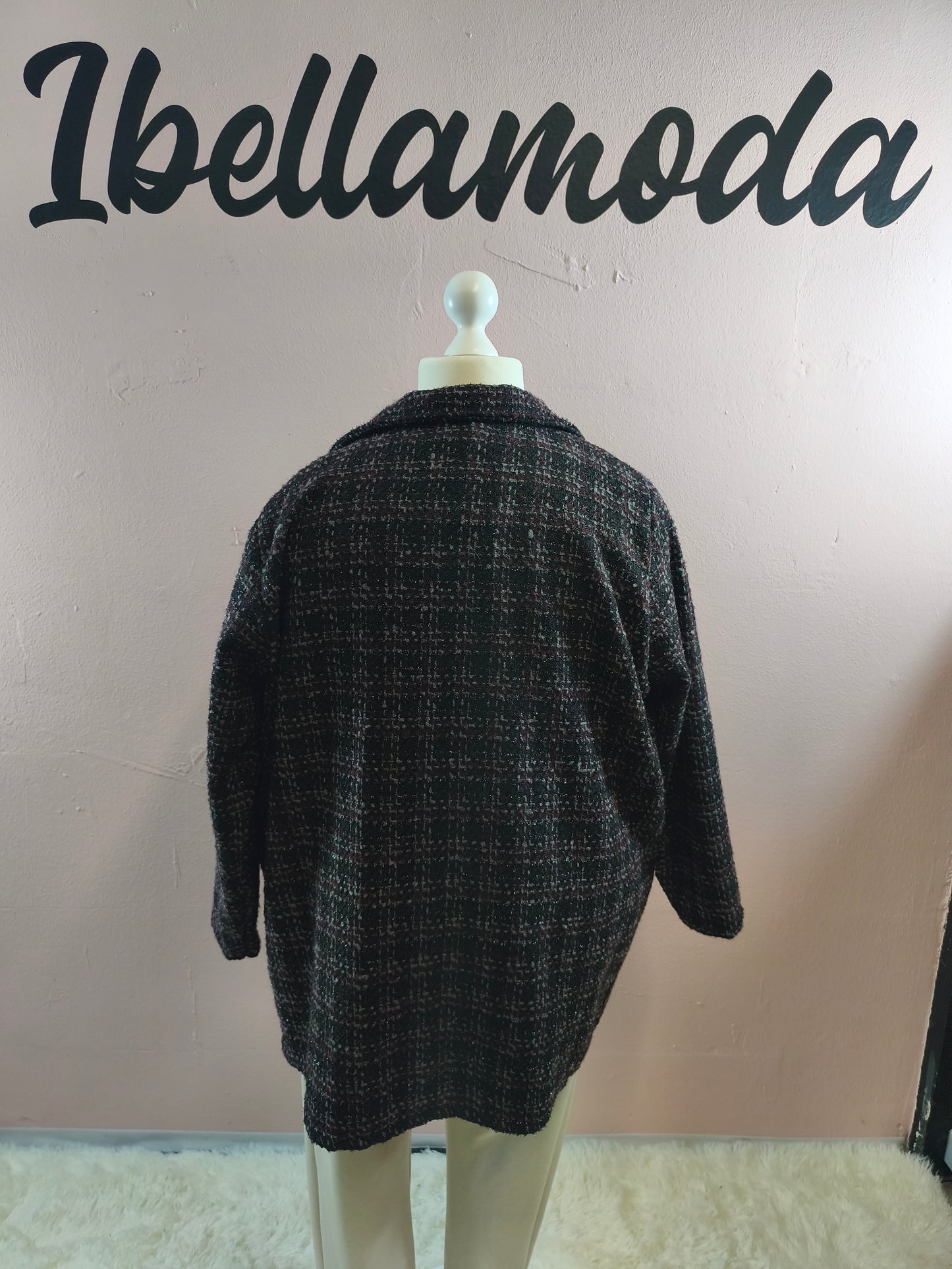 Blazerstrickmantel Karo