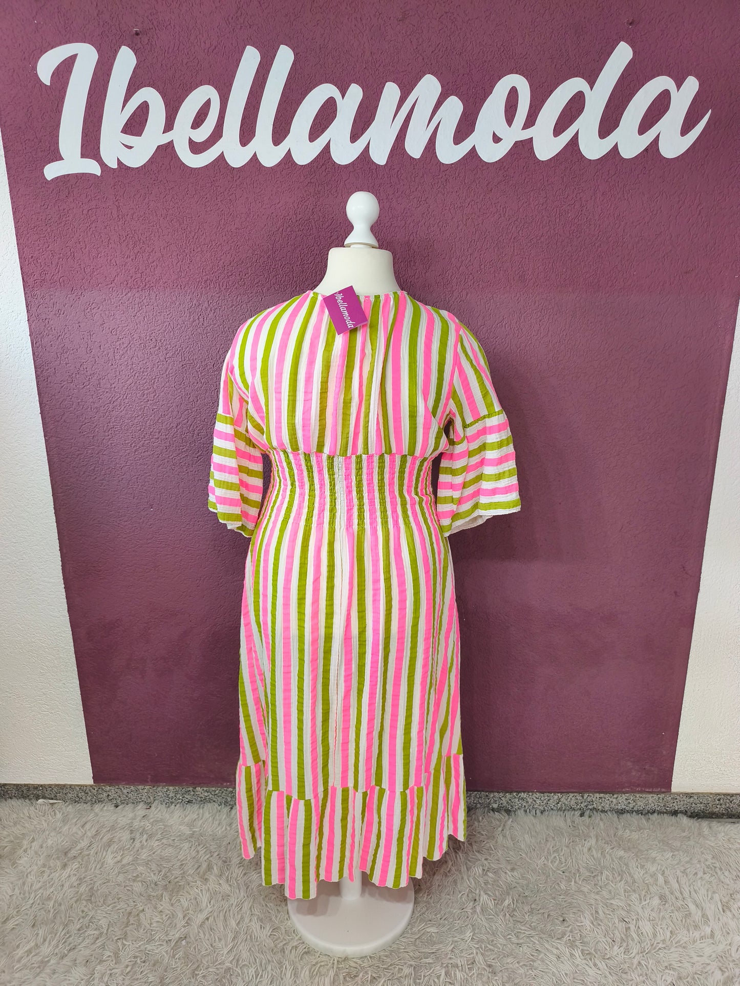 Musselin Sommerkleid mit Raffung Stripes 250354