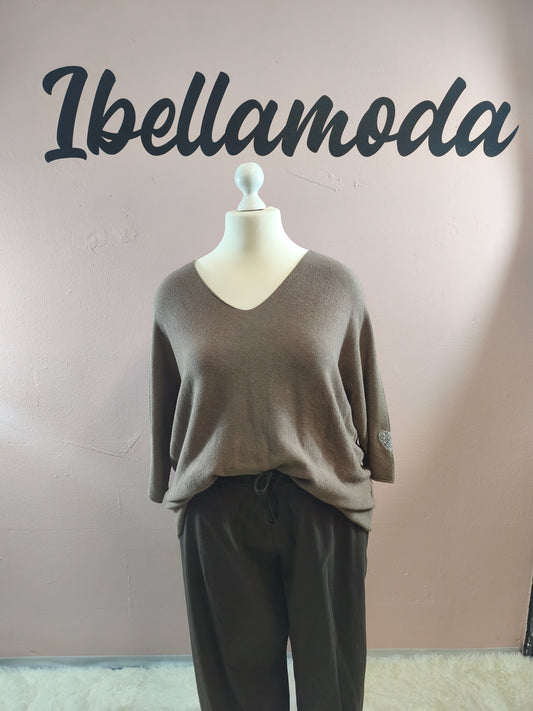 Feinstrick Pullover Herz Strass