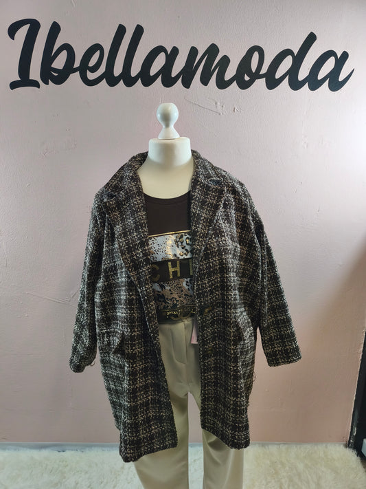 Blazerstrickmantel Karo