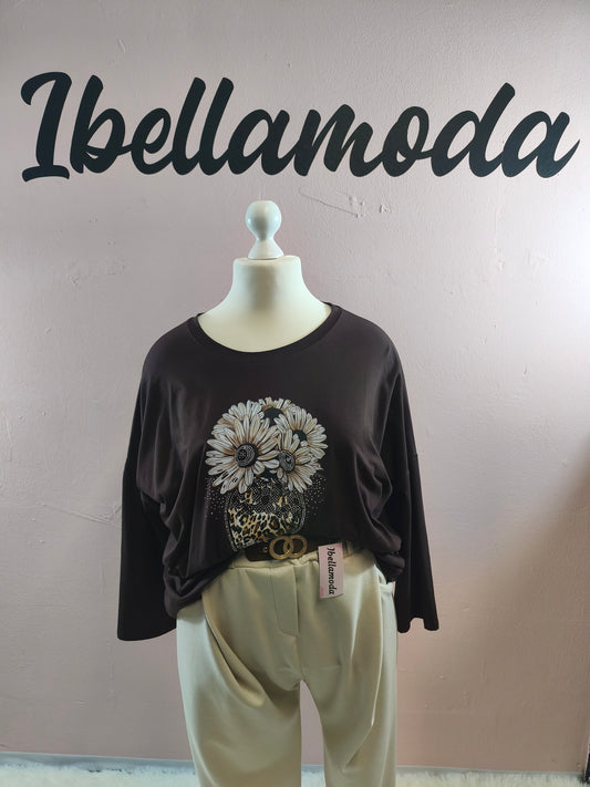 Sweatshirt Strass Blumenvase 230045