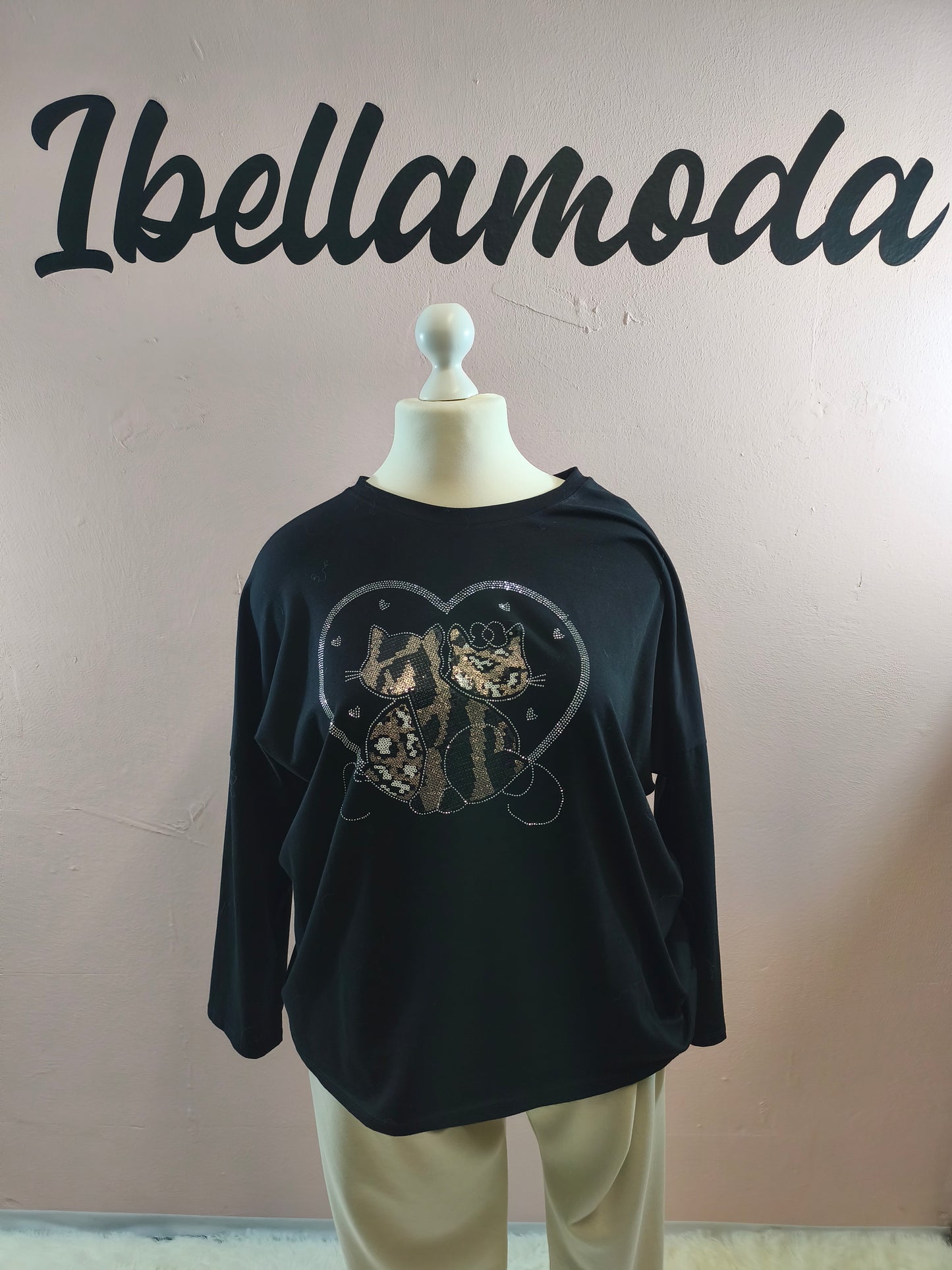 Sweatshirt Strass Katze 230045