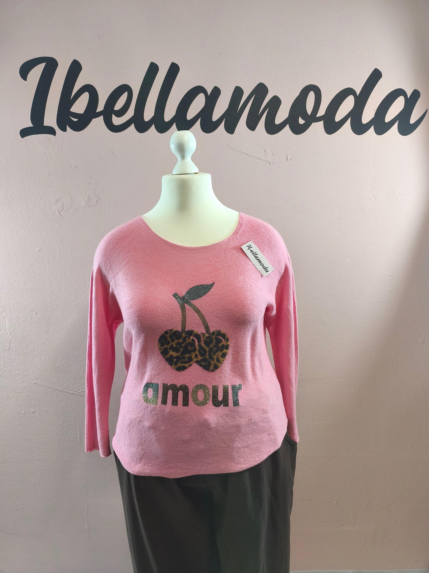 Feinstrickpullover Kurz Amour Kirsche