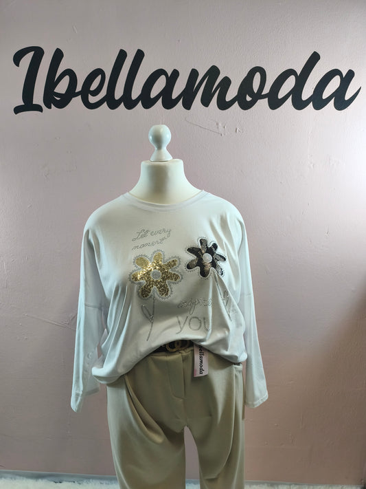 Sweatshirt Strass Blume 230045