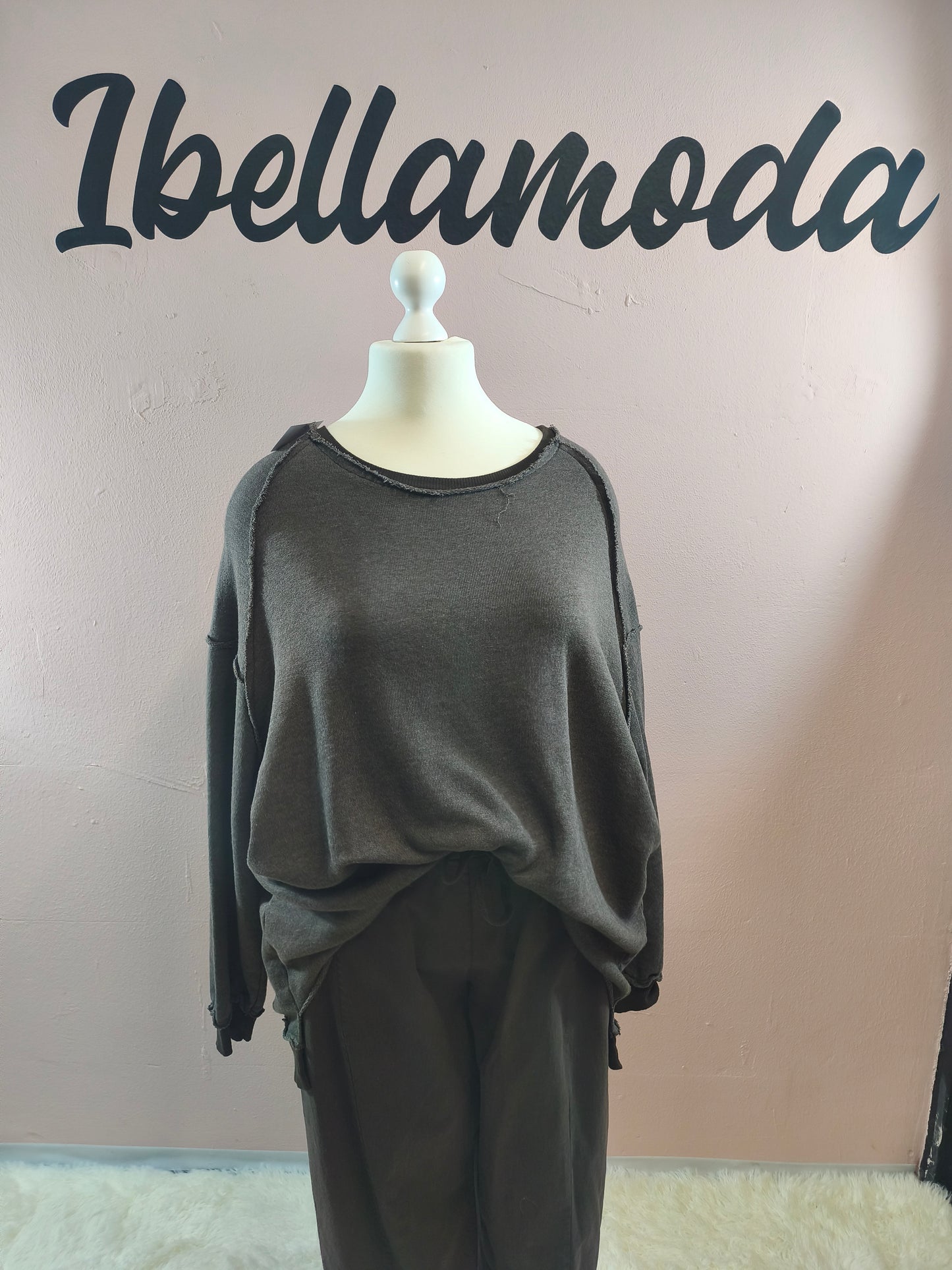 Long Sweater mit Ziernähten 252666
