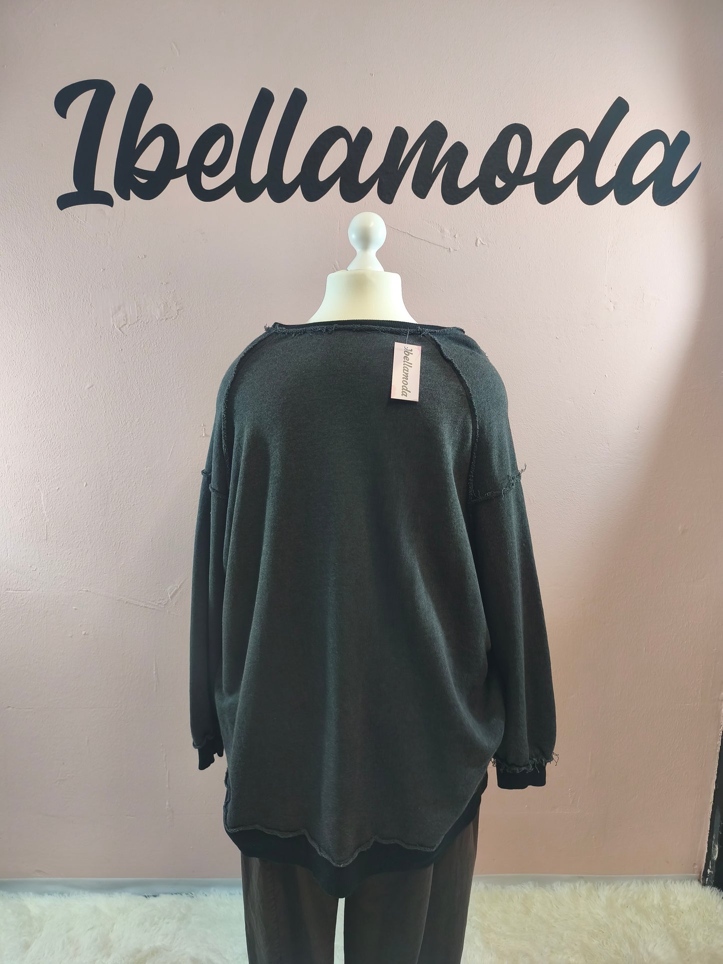 Long Sweater mit Ziernähten 252666